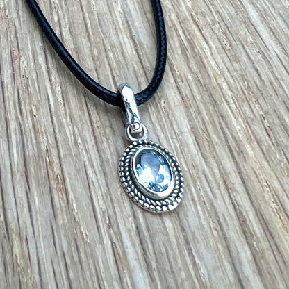 Sterling Silver & Aquamarine Mini Oval Pendant