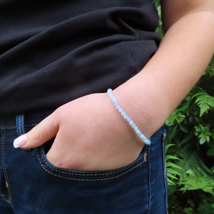 3mm Faceted Aquamarine Crystal Bracelet