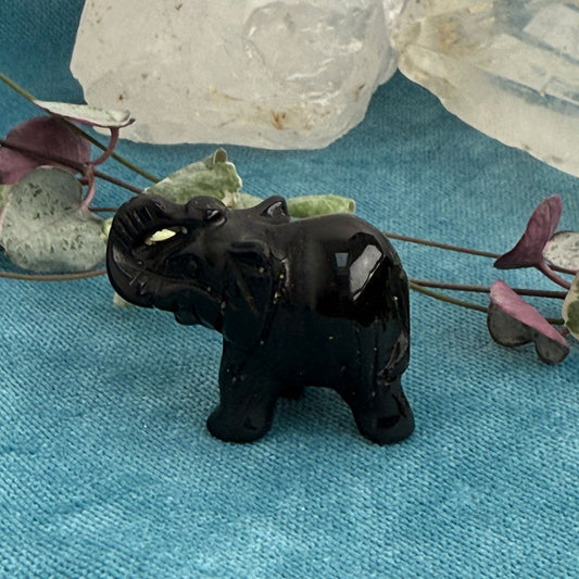 Mini Black Obsidian Elephant