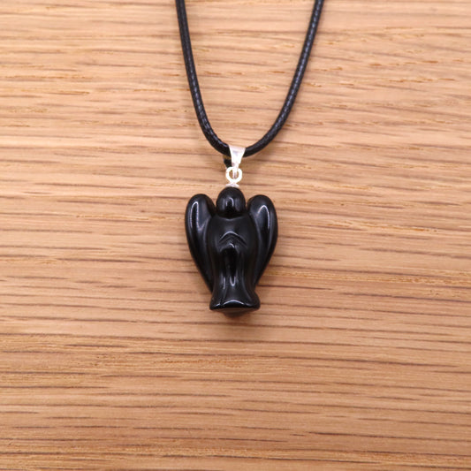 Black Obsidian Angel Necklace