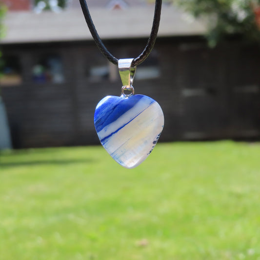 Blue Agate Heart Necklace