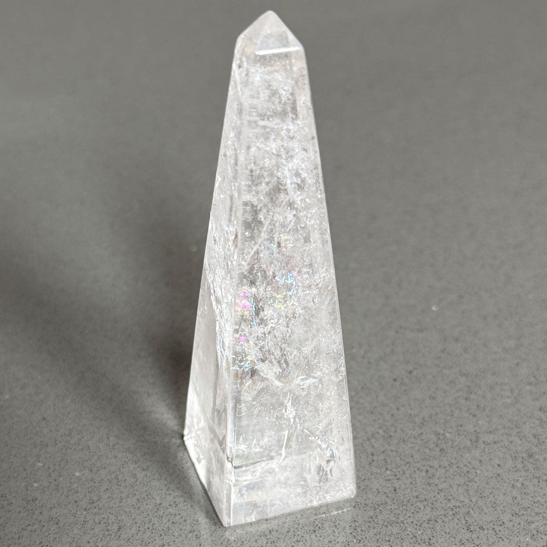 Clear Quartz Obelisk with Rainbow Inclusions
