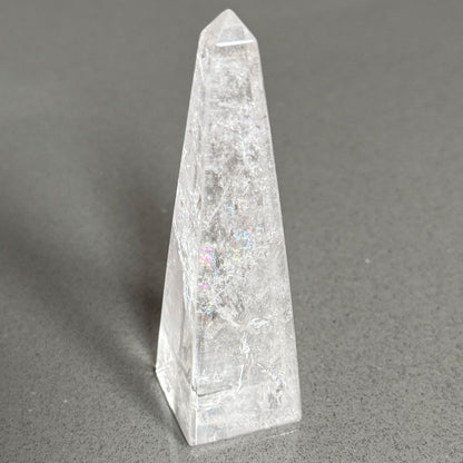 Clear Quartz Obelisk with Rainbow Inclusions