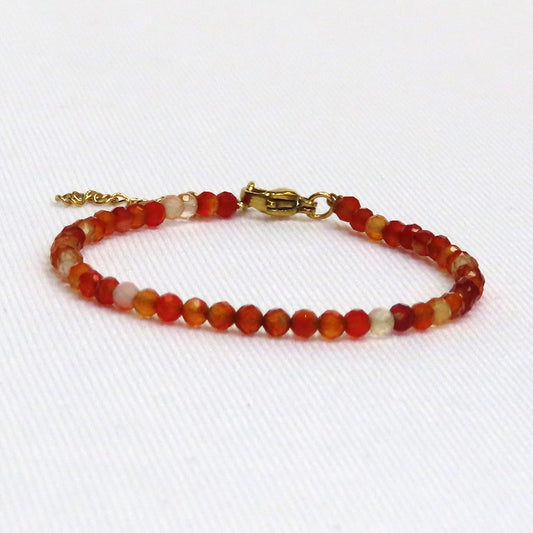 3mm Faceted Carnelian Crystal Bracelet