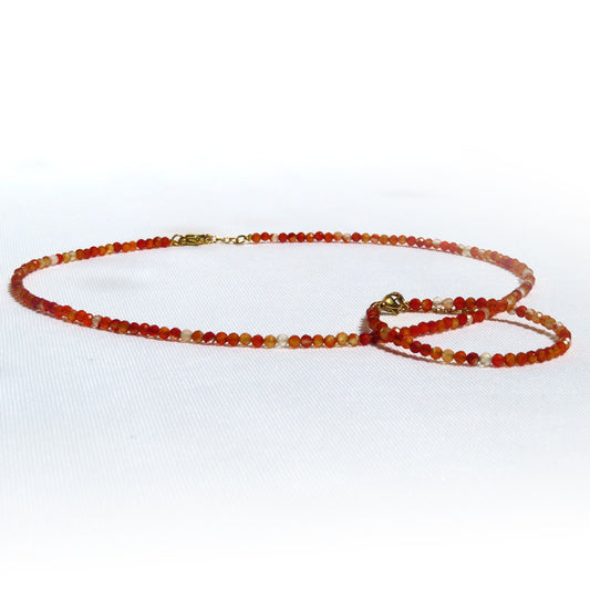 Carnelian 3mm Necklace and Bracelet Set