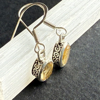 Sterling Silver Citrine Oval Earrings