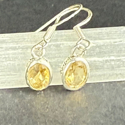 Sterling Silver Citrine Oval Earrings