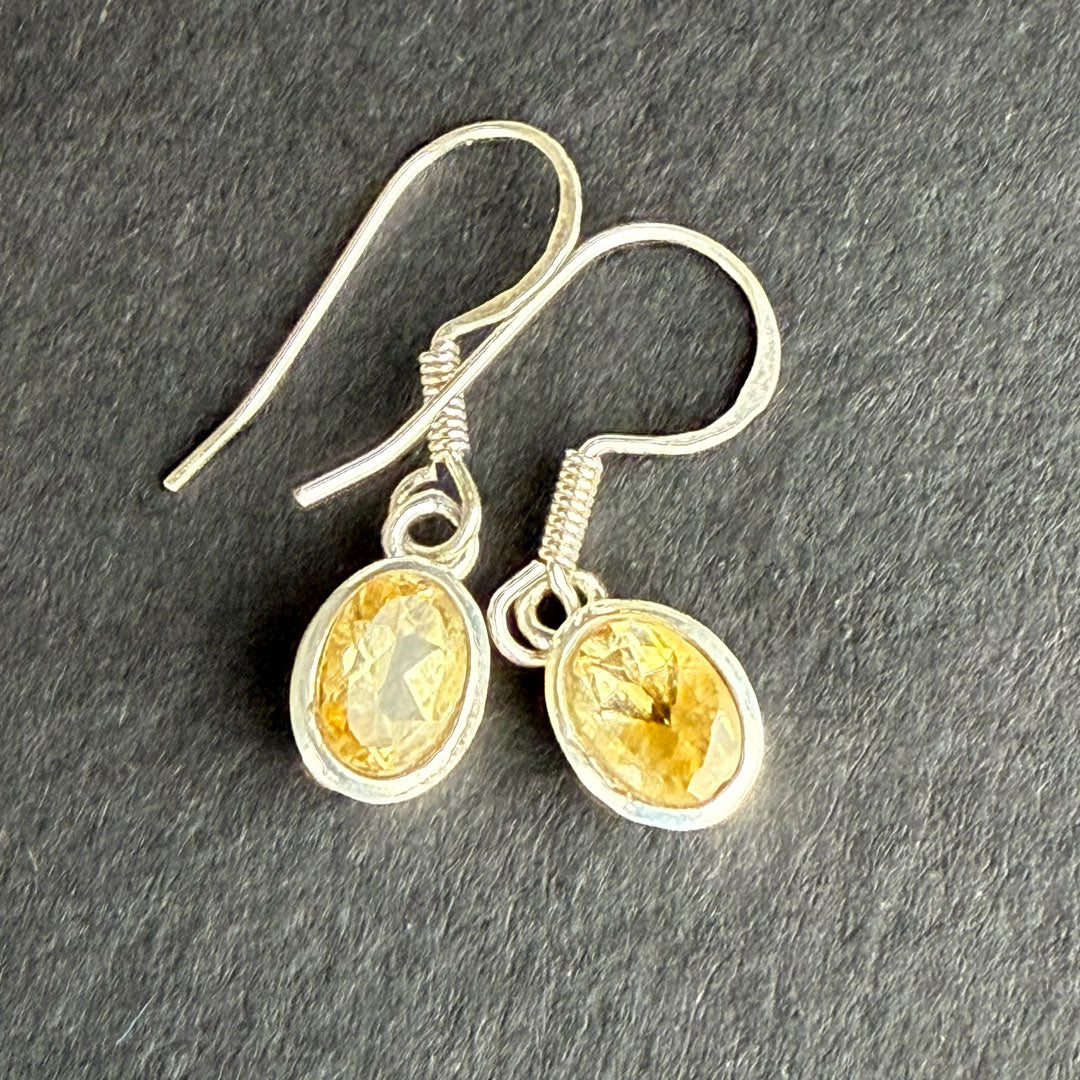 Sterling Silver Citrine Oval Earrings