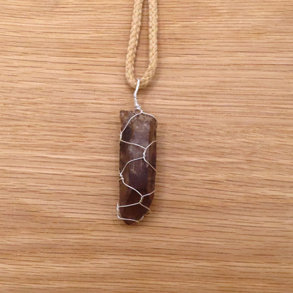 Silver Wrapped Raw Citrine Pendant Necklace