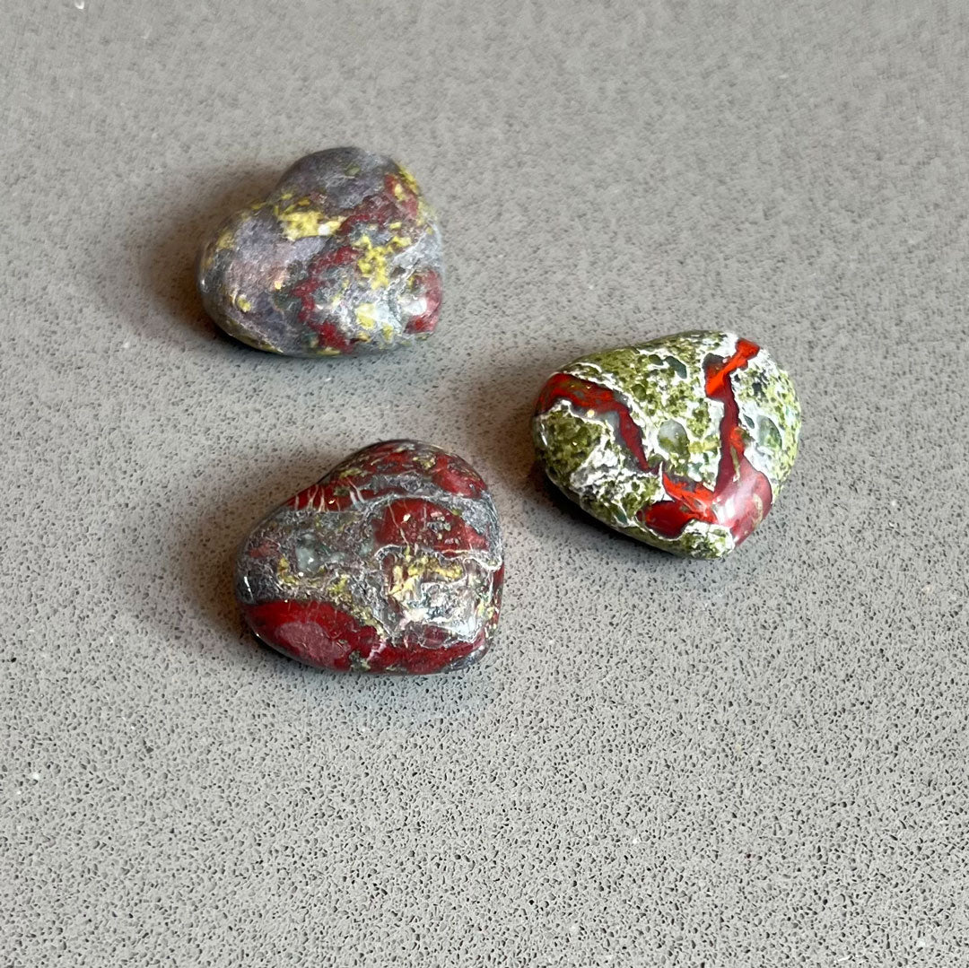Dragon's Blood Jasper Hearts - Strength and Courage