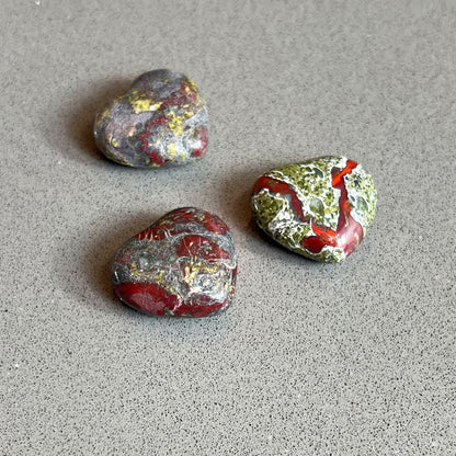 Dragon's Blood Jasper Hearts - Strength and Courage