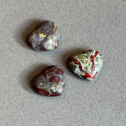 Dragon's Blood Jasper Hearts - Strength and Courage