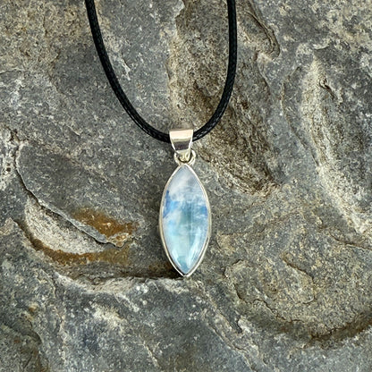 Handcrafted Blue Moonstone and Silver Necklace Pendant