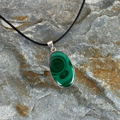 Handcrafted Malachite Pendants in Sterling Silver