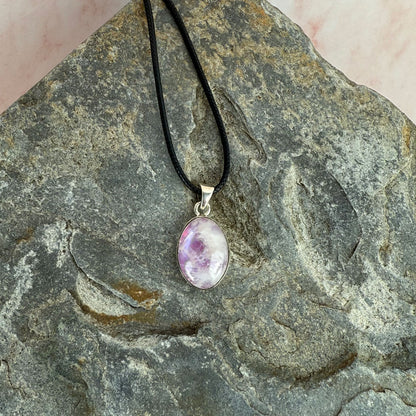 Handcrafted PInk Moonstone and Silver Necklace Pendant