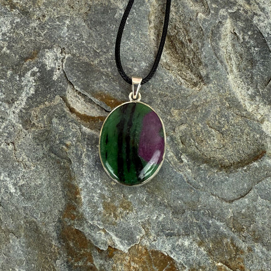 Ruby Zoisite set in Sterling Silver