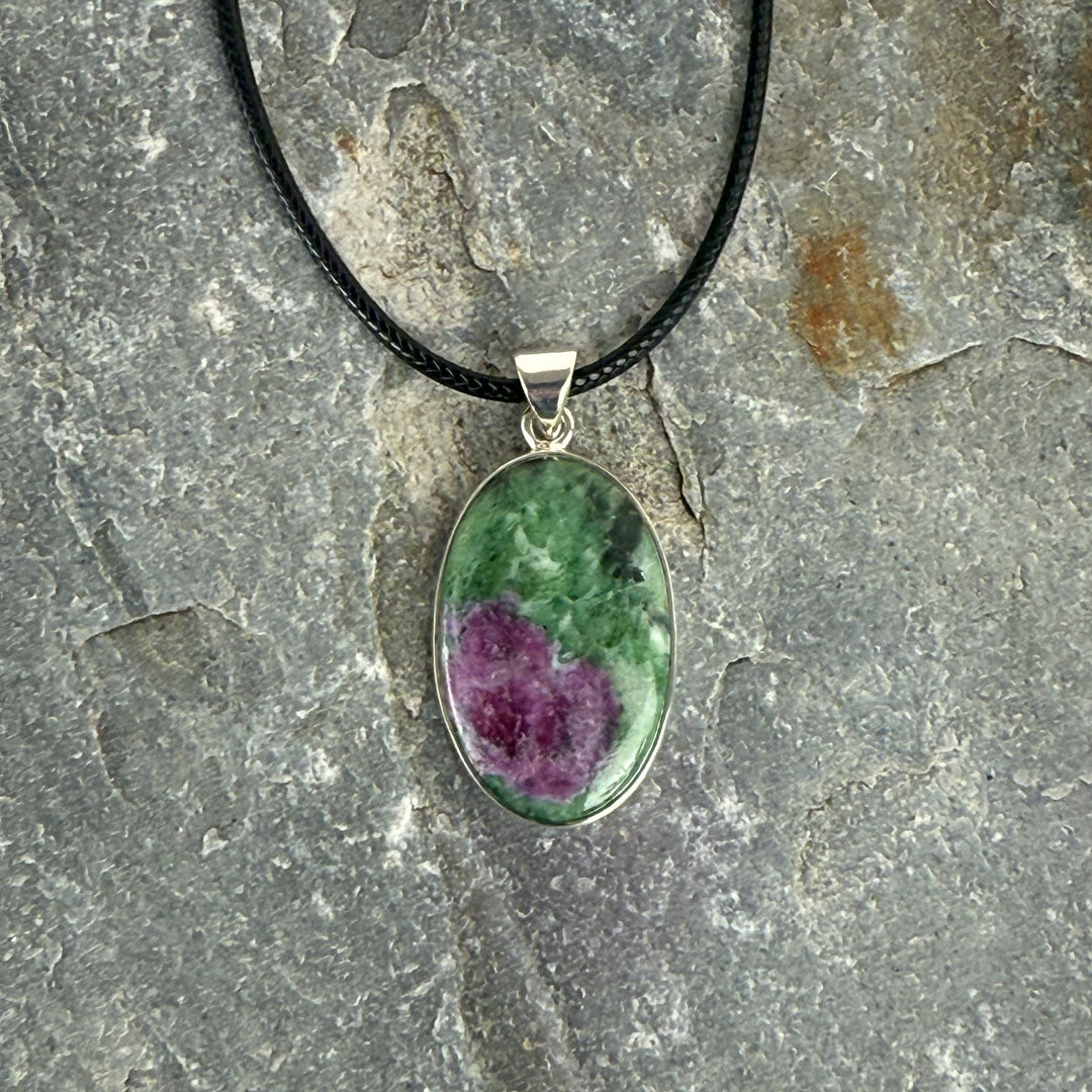 Ruby Zoisite set in Sterling Silver