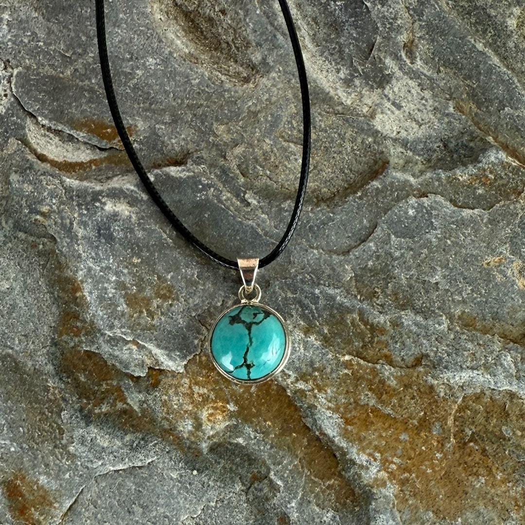 Tibetan Turquoise Pendant set in Sterling Silver