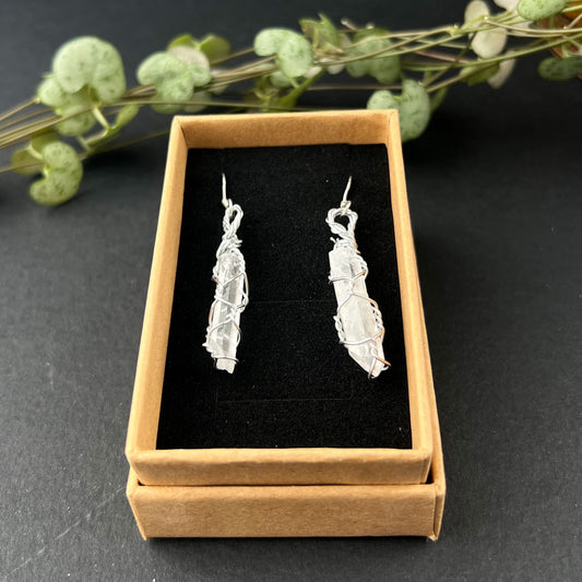 Wrapped Clear Quartz Earrings