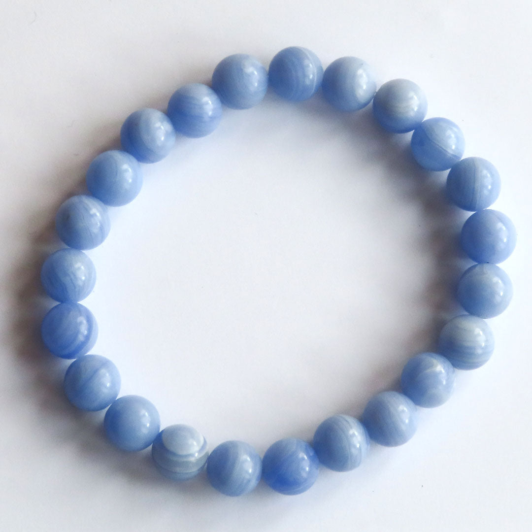 Blue Lace Agate Bracelet 8mm Beads