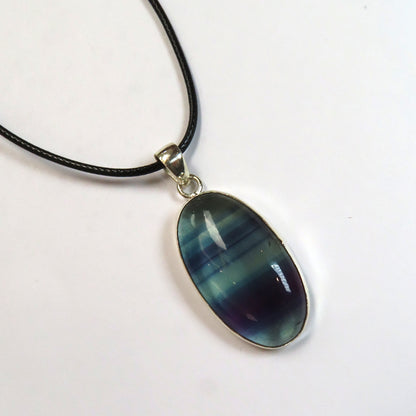 Handcrafted Rainbow Fluorite Sterling Silver Pendant