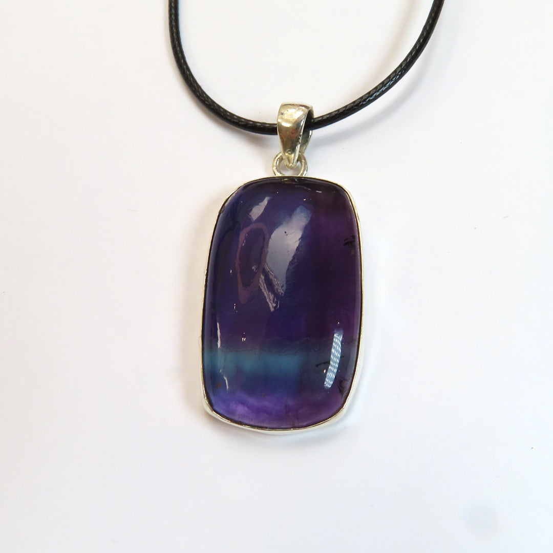 Handcrafted Rainbow Fluorite Sterling Silver Pendant