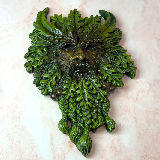 Hanging Green Man Plaque - Traditional Green or Gold