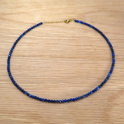 3mm Faceted Lapis Lazuli Crystal Necklace