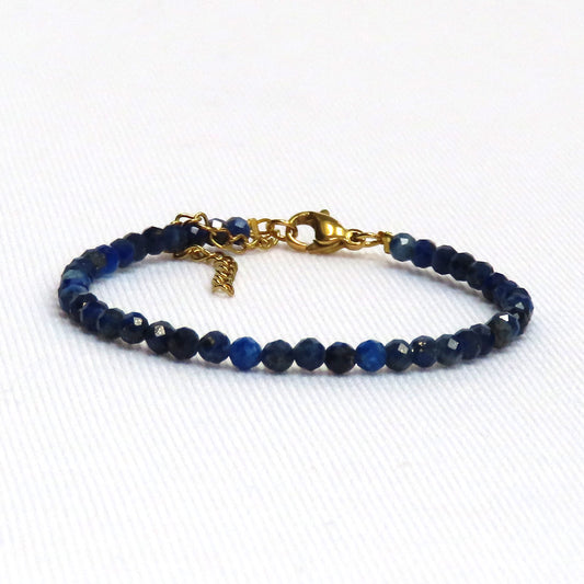 3mm Faceted Lapis Lazuli Crystal Bracelet