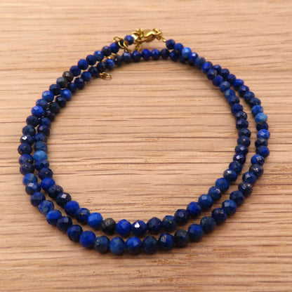 3mm Faceted Lapis Lazuli Crystal Necklace