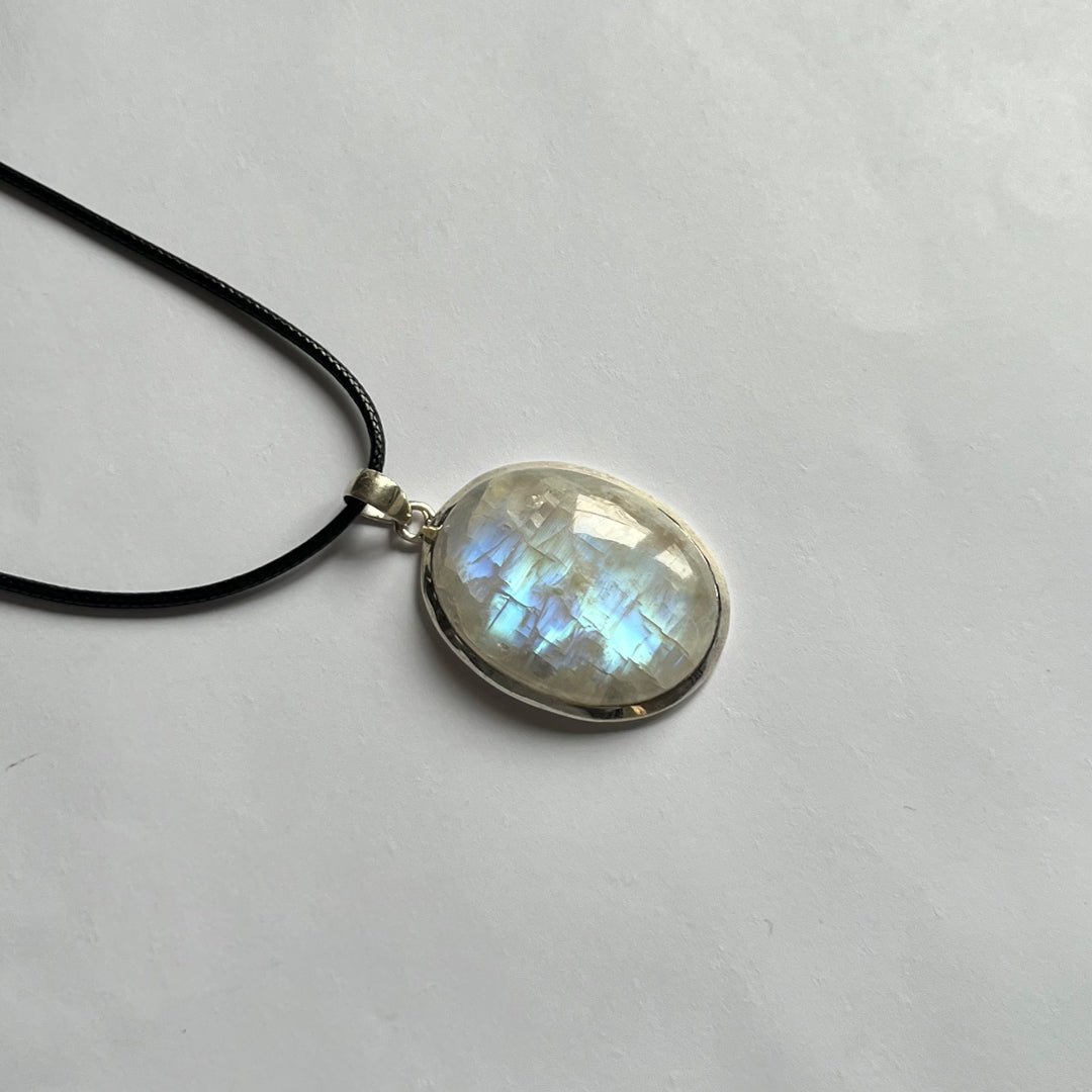 Handcrafted Moonstone and Silver Necklace Pendant