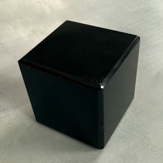 Large Black Obsidian Crystal Cube – 6cm