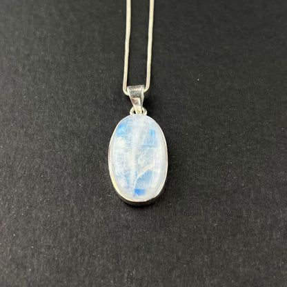 Handcrafted Blue Moonstone and Silver Necklace Pendant