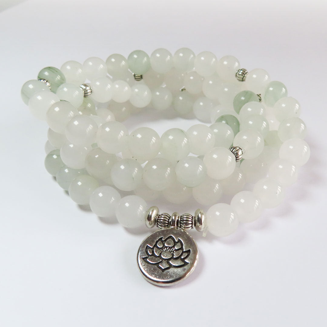 Moonstone and New Jade Mala Beads