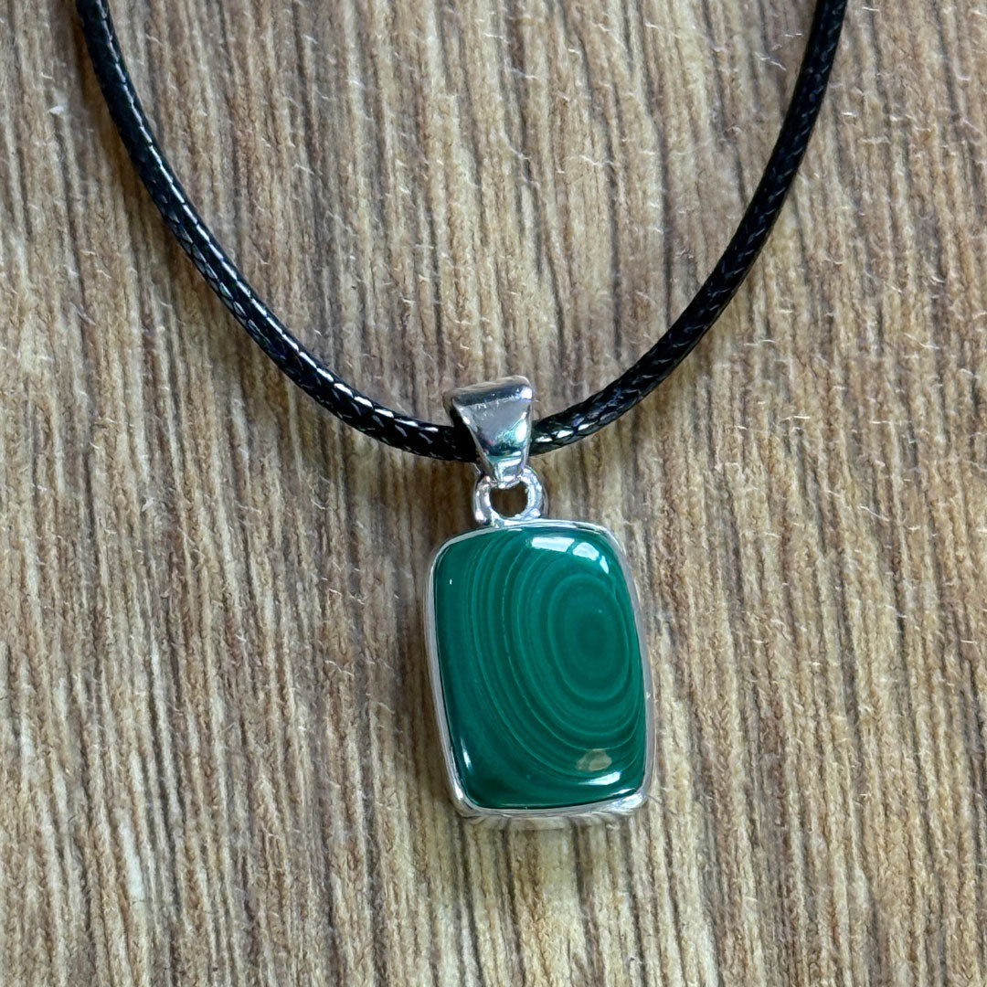 Handcrafted Malachite Pendants in Sterling Silver