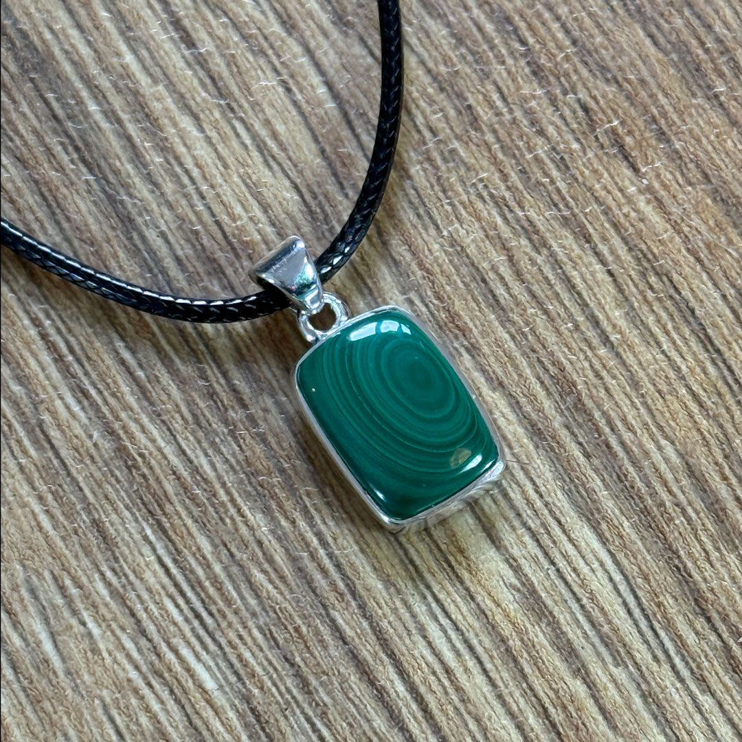 Handcrafted Malachite Pendants in Sterling Silver