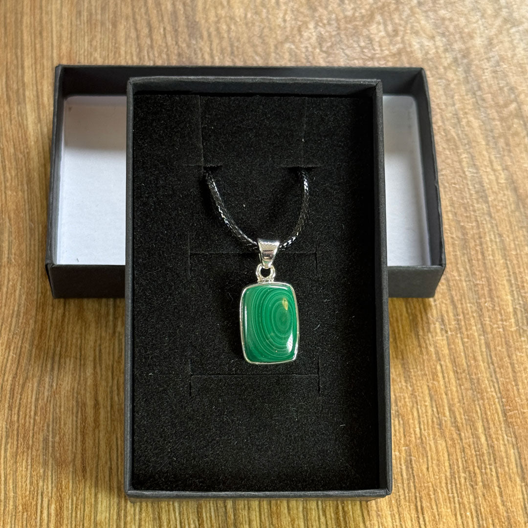 Handcrafted Malachite Pendants in Sterling Silver