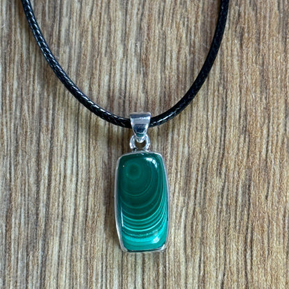 Handcrafted Malachite Pendants in Sterling Silver