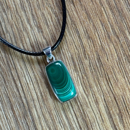 Handcrafted Malachite Pendants in Sterling Silver