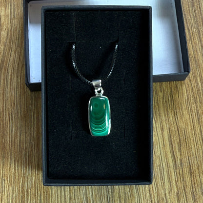Handcrafted Malachite Pendants in Sterling Silver