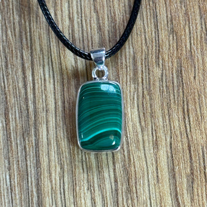 Handcrafted Malachite Pendants in Sterling Silver