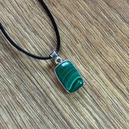 Handcrafted Malachite Pendants in Sterling Silver