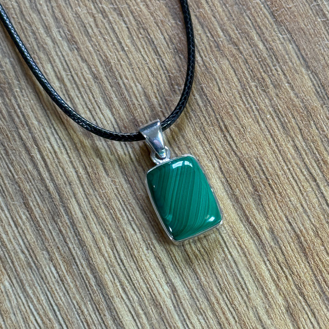 Handcrafted Malachite Pendants in Sterling Silver