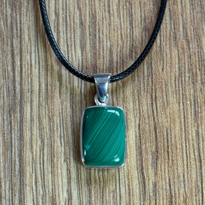 Handcrafted Malachite Pendants in Sterling Silver