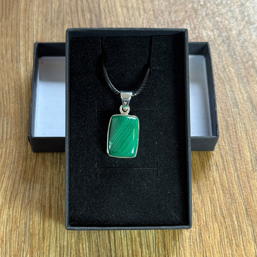 Handcrafted Malachite Pendants in Sterling Silver
