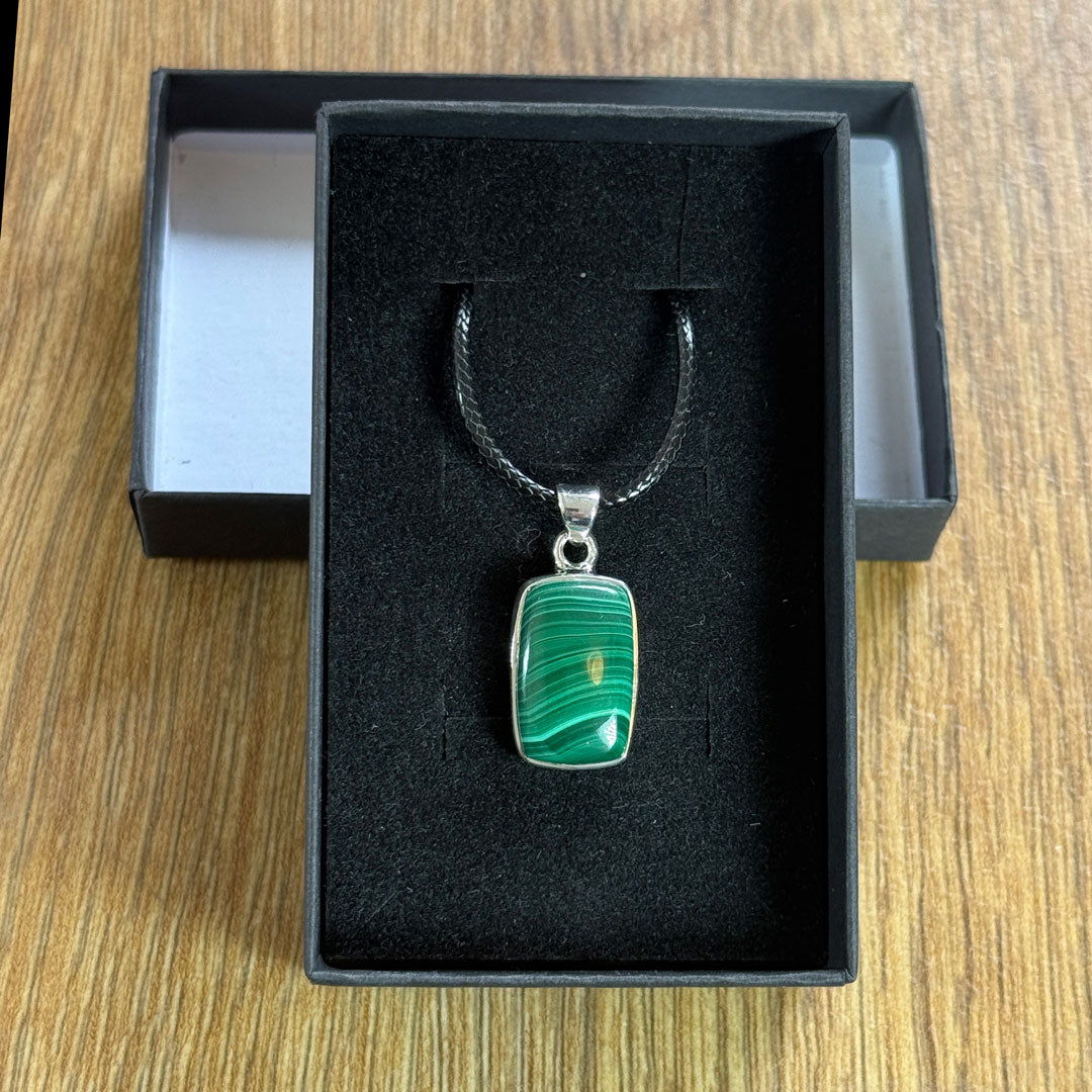 Handcrafted Malachite Pendants in Sterling Silver