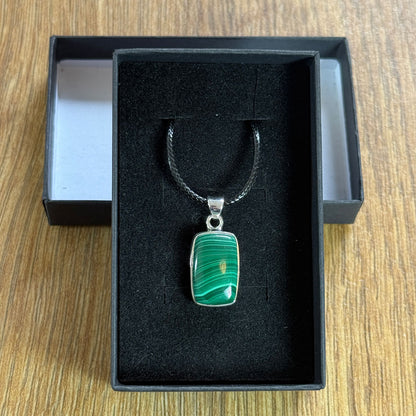 Handcrafted Malachite Pendants in Sterling Silver