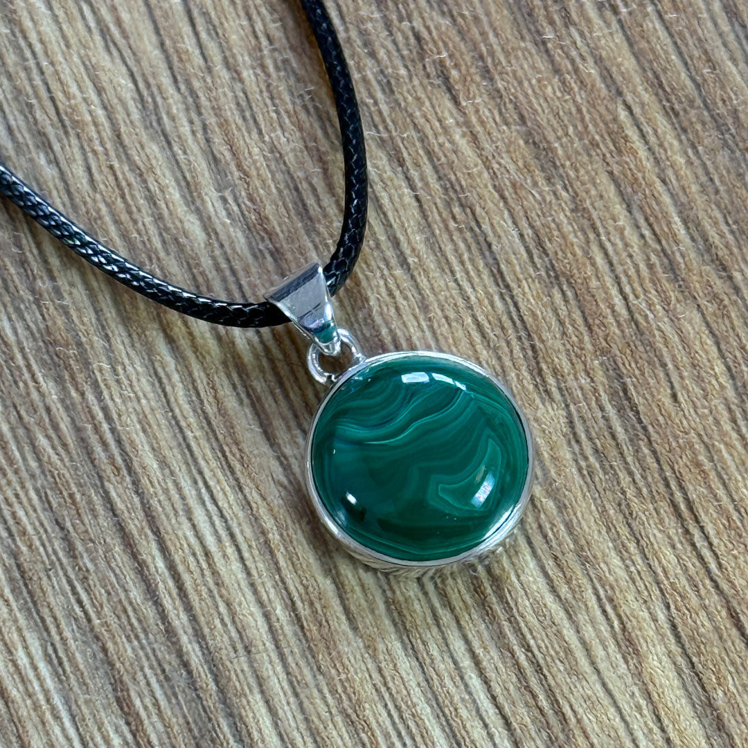 Handcrafted Malachite Pendants in Sterling Silver