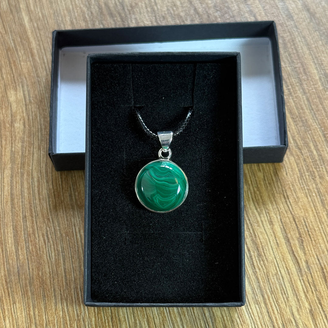 Handcrafted Malachite Pendants in Sterling Silver