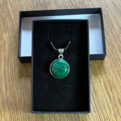 Handcrafted Malachite Pendants in Sterling Silver